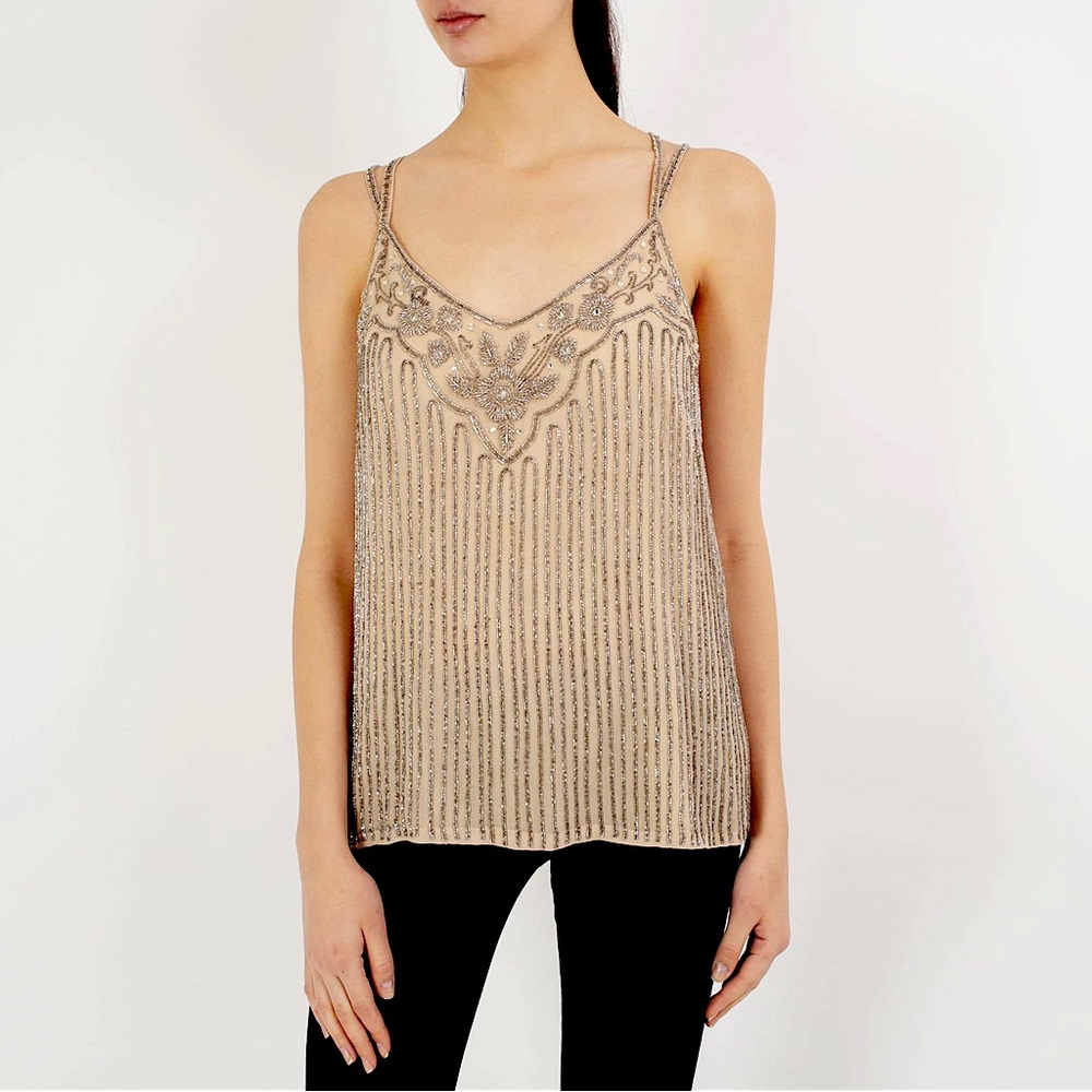 Ralph Lauren Champagne Beaded Blouse